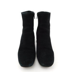 LA CANADIENNE Black Suede Leather Weatherproof Block Heel Booties 6